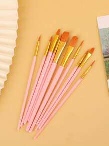 10pcs Artist Brush Set - Suitable For Acrylic, Oil, Watercolor, Face, Nail Art, Detail Painting And Rock Painting,Durable, Ease Of Use, Giftable, Versatile, Back To School,School Supplies