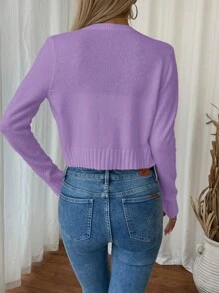 EMERY ROSE Women Solid Color Long Sleeve Fashionable Cardigan, Suitable For Summer