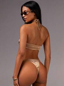 Athîral 女士纯色泳衣套装，度假海滩风格