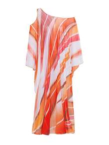 Swim Mulvari Swim Mulvary 春假女士泳衣罩衫，大叶植物印花定位罩衫 - 彩色 - 查看 6