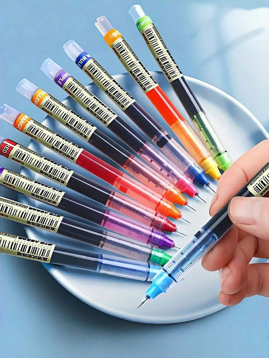 10支装彩色凝胶笔，0.5毫米细尖 - 速干墨水，书写流畅，不晕染，不渗墨，色彩鲜艳，适用于记笔记、写日记、颜色编码等办公用品，办公文具礼品套装 - 考试认可，握感舒适