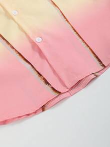 Manfinity RSRT Conjunto de camisa de manga corta y shorts con estampado de palmera para hombres, ideal para vacaciones de verano
