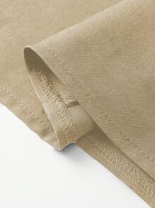 SHEIN LUNE Plus Size Solid Color Long Skirt For Casual & Commuter Wear, Autumn Maxi Skirt Fall Cloth For Women - Khaki - View 4