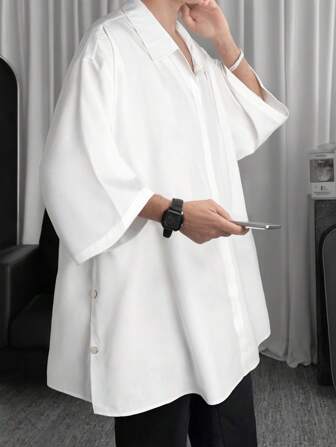 Men's 7/8 Sleeve Dress Shirt, 4-Way Stretch, 120g