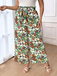 SHEIN Frenchy Quần mùa hè họa tiết cây nhiệt đới và hoa, thời trang cho thời tiết ấm áp - Nhiều màu - Xem 5