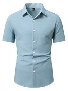 Calvornis Men's 3-Pack Woven Fabric Short Sleeve Button-Down Shirts With Collar Regular Fit And Multicolor Options For Everyday Wear - Multicolor - View 7