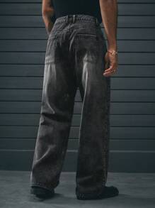 AXEPEAK Jeans casuales rectos y cómodos para hombres con bolsillos