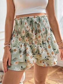 SHEIN Maternity Elastic Waist Fashionable Shorts, Suitable For Summer