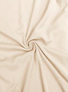 SHEIN 2Pcs/Set Solid Color Slim Fit Maternity Tank Top & Adjustable Skirt - Apricot - View 5