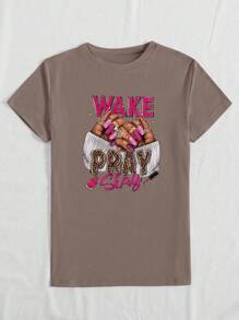 INAWLY Camiseta de mujer de cuello redondo sexy con manga corta con gráfico de letra del alfabeto y mano. Camiseta gráfica de mujer