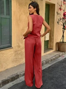 Selianne 2pcs Women's Casual Simple Chic Summer Holiday-Style Set