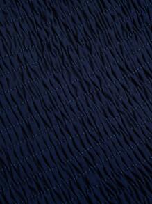 SHEIN MOOSTA 加大码 1 件优雅纯色束腰露背细肩带中长连衣裙，Y2K 风格圣诞节派对服装 - 寶藍色 - 查看 6