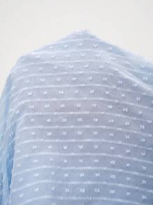 Amorya Solid Color Texture Flower Cutting Saint Patrick Day Butterfly Sleeve Wrap Belted Wide Leg Jumpsuit - Blue - View 9