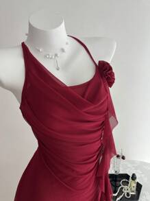 Elamini Spring & Summer Casual Holiday Floral Sheer Back Hollow Mini Dress For Women