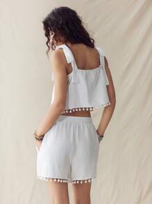 SHEIN LUNE Bohemia Summer Sets Western Boho Women's Clothing Women Two Pieces Outfits - White - View 2