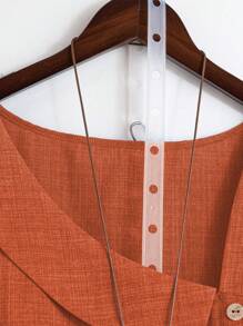 Linhara Chemise décontractée pour femmes grandes tailles, couleur unie, manches courtes, design avec boutons en forme de pétale
