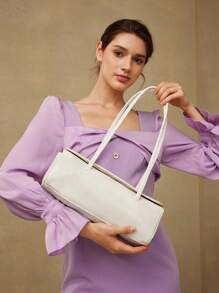 MOTF PREMIUM 压纹通勤单肩包 - 米色 - 查看 7