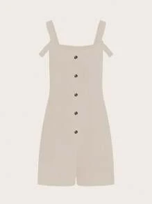 Chiquease 女式纯色纽扣装饰休闲连体衣