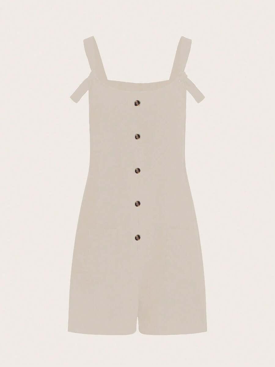 Chiquease 女式纯色纽扣装饰休闲连体衣