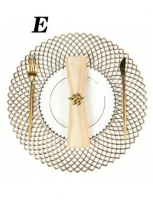 SHEIN 1件/4件/6件/8件圆形镂空烫金PVC隔热防滑垫，酒店餐厅装饰隔热餐垫 - 彩色 - 查看 8