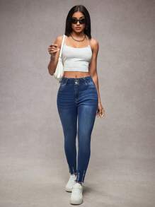 SHEIN Tall Jeans skinny a vita alta strappati e lavati