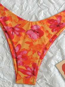 Swim Mod Springbreak 女式细肩带扭纹前部随机印花性感比基尼泳装夏季套装 - 彩色 - 查看 4