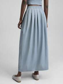 Ontre 2025年夏季优雅纯色水晶装饰长裙，适合海滩度假、俱乐部服装、教师制服、乡村音乐节、街头风格、斯德哥尔摩时尚、独立日女士夏季 - 灰色 - 查看 4