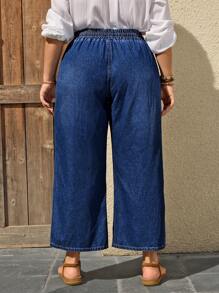 EMERY ROSE 大码休闲度假水洗宽松牛仔裤 - 深色水洗藍 - 查看 2