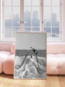 SHEIN 1pc Unframed Black And White Pouring Champagne On Bed Celebrating Canvas Poster,Waterproof Wall Art, Modern Artwork Wall Painting For Gift,Bedroom, Living Room, Office,Bathroom,Dining Room,Cafe, Bar, Wall Decor, Home And Dormitory Decoration Christmas For Holiday Gift Giving