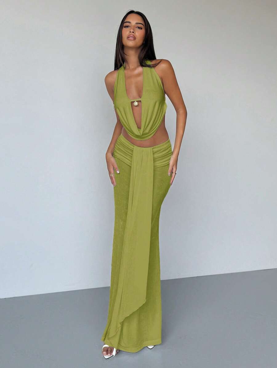 Aloruh Women Two Pieces Outfits For Daily Wear - Green - View 1