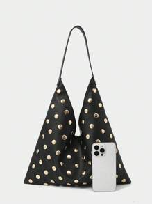 SHECARRY Ladies, Women Shoulder Bag, Hobo Bag, Fashionable, Elegant, Simple, Personalized, Versatile, Classic, Rivets, For Commute, Office, Date, Daily, Shopping, Afternoon Tea