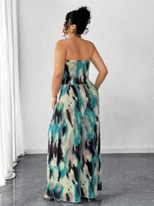 SHEIN Clasi 大码女式两件套优雅褶皱吊带背心和阔腿裤，休闲假日风格，春夏 - 彩色 - 查看 2