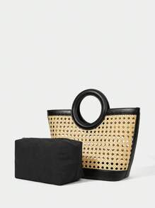 SHECARRY Women's Commuter Versatile Hollow-Out Patchwork Handbag - Multicolor - View 6