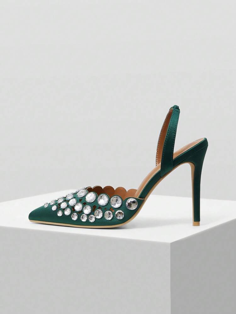 HIGH HEEL HOLLOW DECOR BUCKLE SLIP-ON SHOES