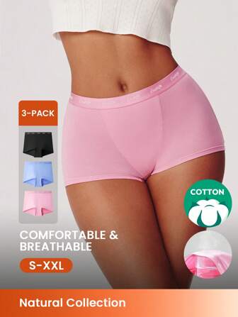 LUVLETTE 3er-Pack luftige Baumwolle Hüfthose Damen Unterwäsche Slip Set, luftige Damen Boxershorts Wäsche als Oberbekleidung
