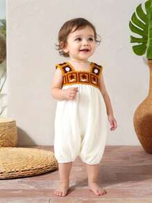 SHEIN Enterizo de ganchillo cómodo y de moda para bebé niña - Multicolor - Ver 8