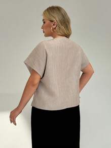 Auralis 大码夏季商务休闲女士外出上衣女士办公室工作女士教堂外出老式钱风格衬衫，机场趣味衬衫欧洲夏季 V 领蝙蝠袖休闲纯色衬衫