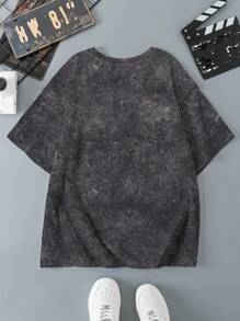 Black Jack X SHEIN Men's Casual Figure And Slogan Graphic Round Neck Short Sleeve T-Shirt, Summer