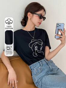 DAZY Áo thun nữ Con số Giải trí - màu đen - Xem 1