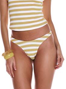 Musera Resort Ribbed Swim High Rise Bikini Bottom Spring Summer Vacation Beach, Cute, Holiday, Swimwear Sailored By The Sea - Multicolor - View 1