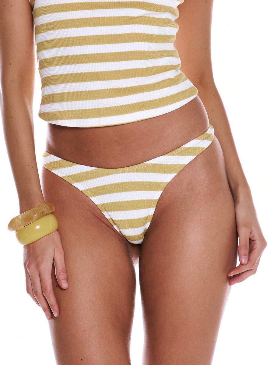 Musera Resort Ribbed Swim High Rise Bikini Bottom Spring Summer Vacation Beach, Cute, Holiday, Swimwear Sailored By The Sea - Multicolor - View 1