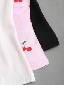 Sweetra Top de tirantes casual de mujer con estampado de cerezas, escote cuadrado y fruncido, para verano