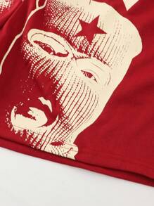 ROMWE MEN Street Life Conjunto de camisetas holgadas con estampado de retrato masculino, estilo callejero retro - Negro - Ver 4