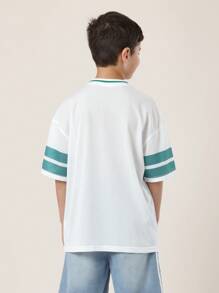 SUMWON Camiseta informal de manga corta con rendimiento transpirable, estilo jersey de béisbol atlético de malla, número de equipo deportivo, para entrenamientos y niños