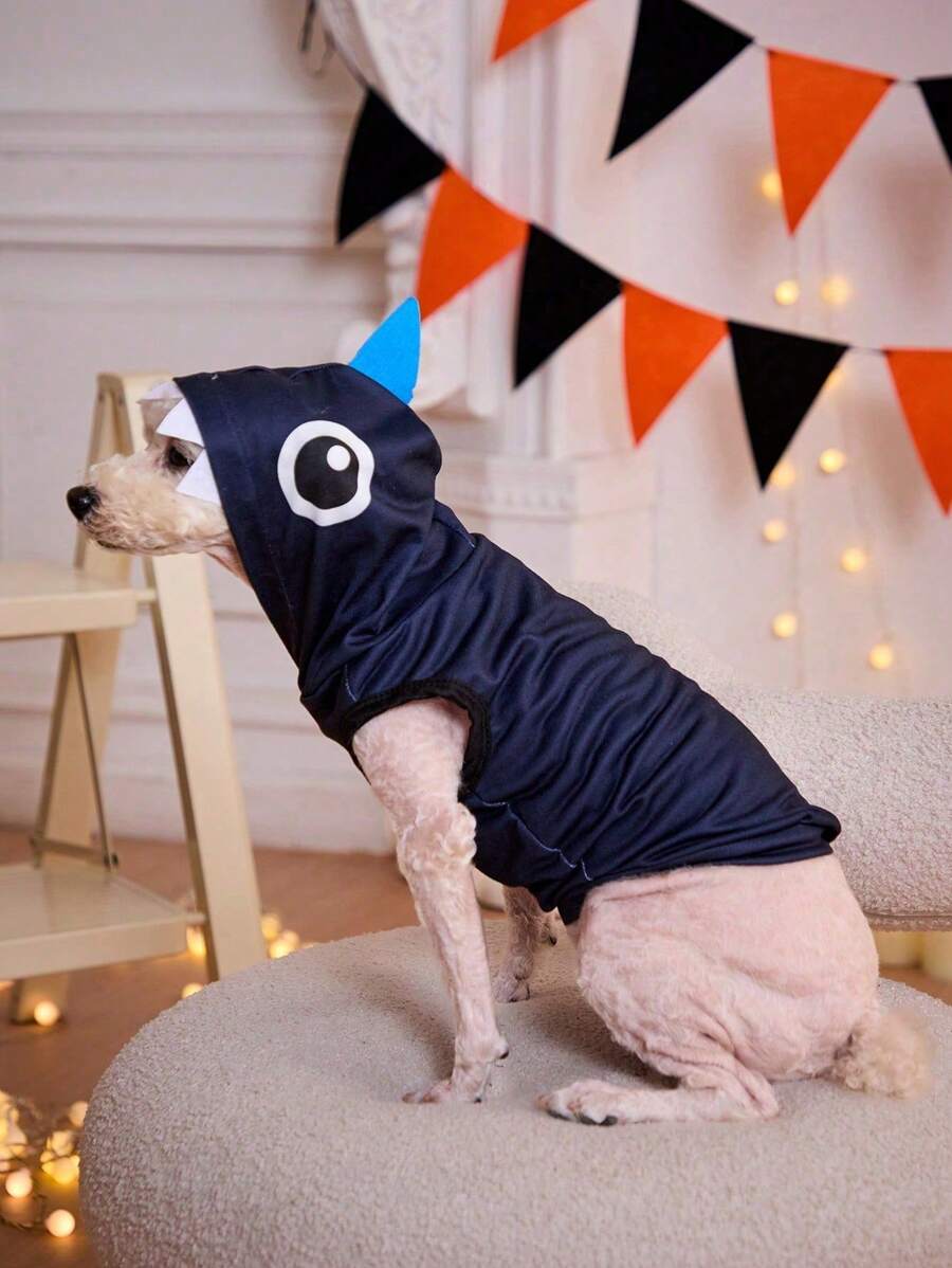 PETSIN Sweat-shirt à capuche léger et respirant à motif requin, style décontracté et à la mode, pour chiens et chats, printemps/été