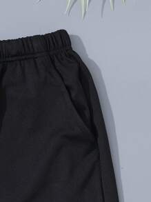 Vacaura Boy Summer Outfit  2pcs/Set Casual Colorblock T-Shirt And Elastic Waist Pants Set For Teenage Boys