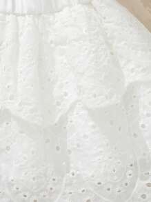 Souflis Souflis 1 件女童优雅纯色镂空网眼拼布松紧腰半身裙