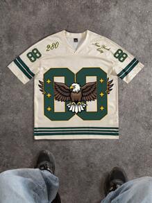 PAVTROS Manfinity Streetrush Men's Casual Knitted Fabric V-Neck T-Shirt With Half Sleeves And Regular Hem In Multicolor - Multicolor - View 1