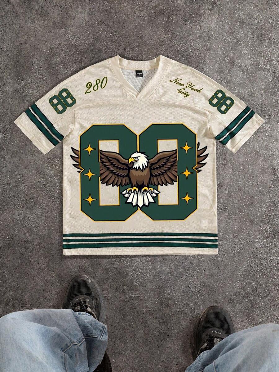 PAVTROS Manfinity Streetrush Men's Casual Knitted Fabric V-Neck T-Shirt With Half Sleeves And Regular Hem In Multicolor - Multicolor - View 1