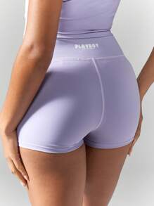 Missguided x Playboy Cross Waist Fitted Running Shorts - Purple - View 4